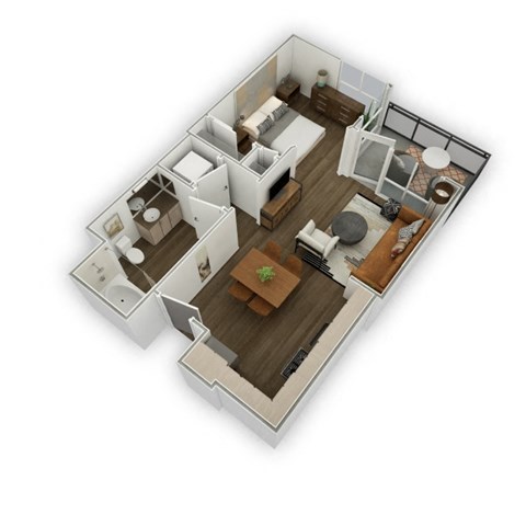 Floor plan for 1 bed, 1 bath, 564 sqft